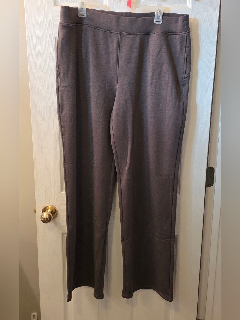 Woolx XL Women's Bree Stretch Knit Travel Pants - Plum Truffel